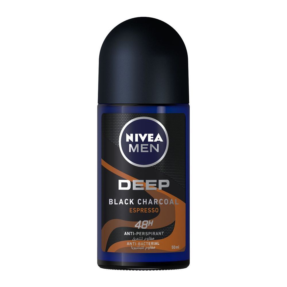 Nivea Men 48H Deep Black Carbon Espresso Anti-Perspirant Deodorant Roll On, 50ml