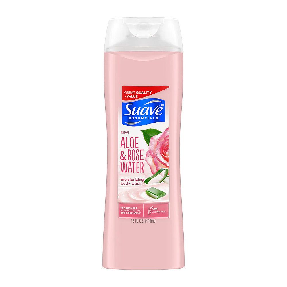 Suave Essentials Aloe & Rose Water Moisturizing Body Wash, 443ml