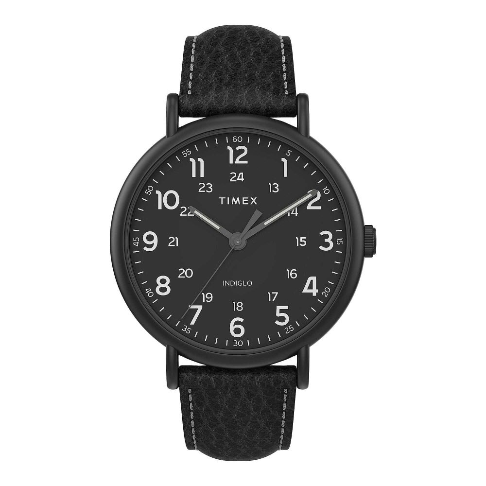 Timex Men's Black Round Dial & Textured Strap Analog Watch, TW2T73400