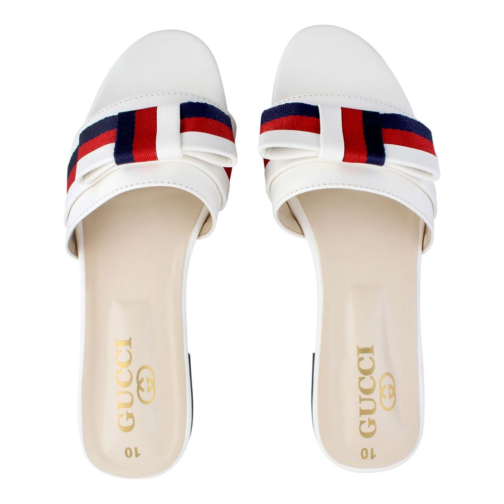 Gucci Style Women's Slippers, White