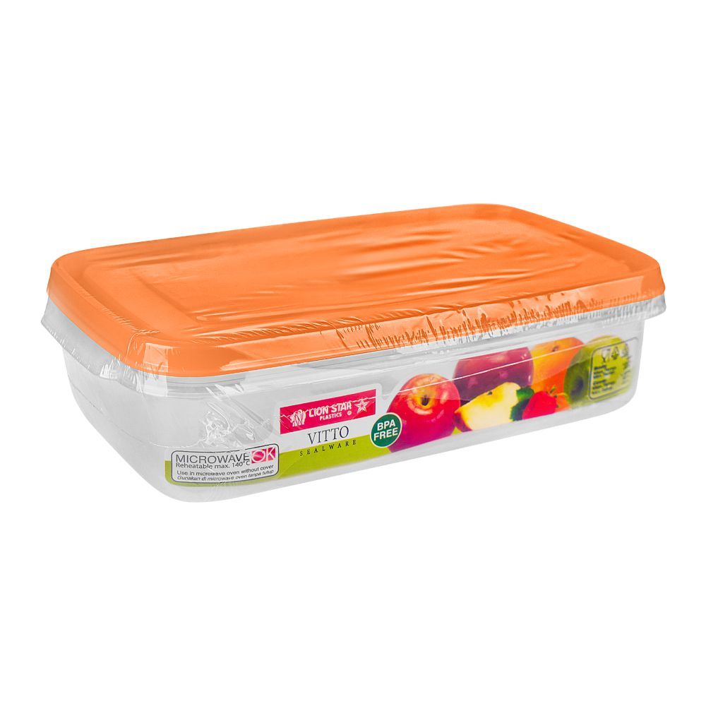 Lion Star Plastic Vitto Sealware Food Container, 950ml, Orange, VT-5