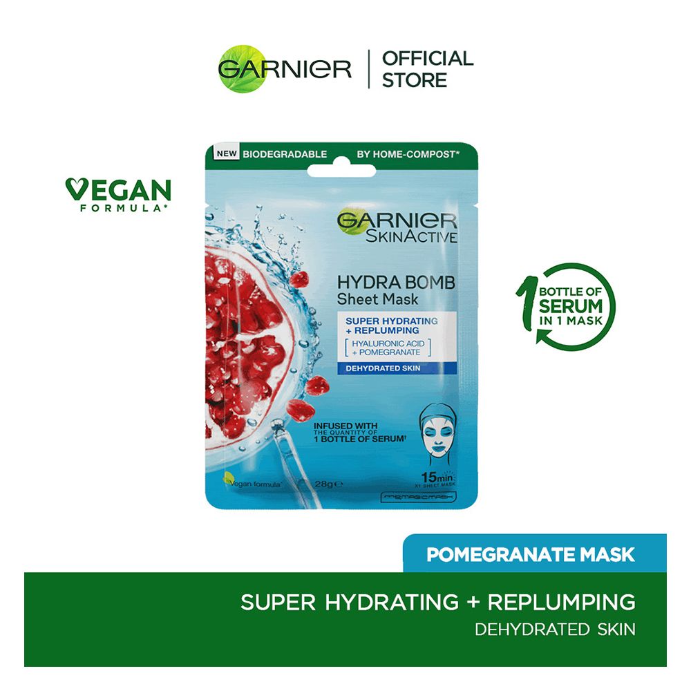 Garnier Skin Active Hydra Bomb Ultra Hydrating + Plumping Face Mask, 28g - Enriched with Sakura Extract