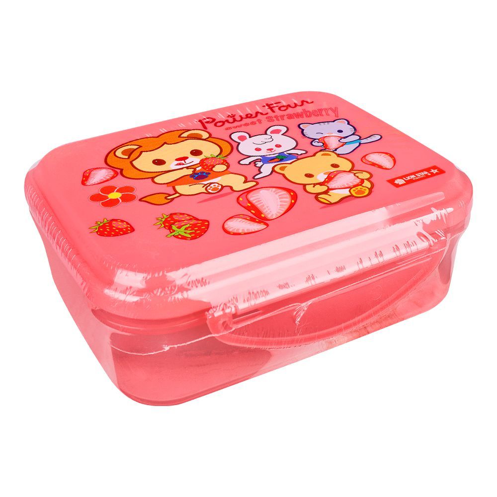 Lion Star Plastic Snap Lunch Box, 16cm (H) x 12cm (W) x 6cm (D), Pink, SB-32