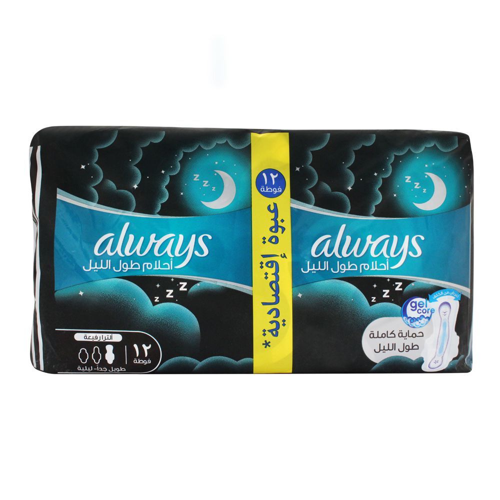 Always DreamZzz All Night Ultra Thin Extra Long Night Pads, 12 Pads Value Pack