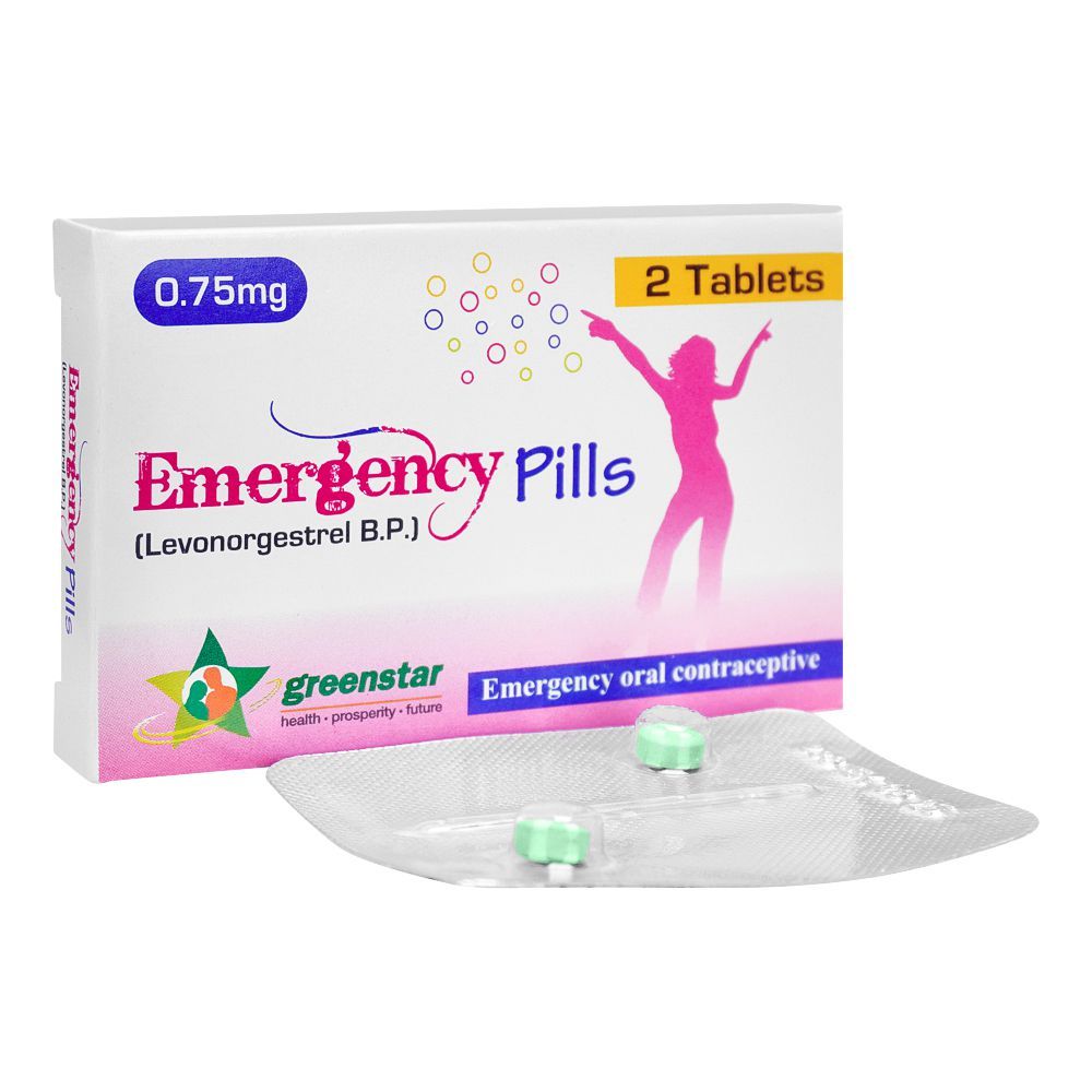 Green Star Emergency Pills Tablet, 0.75mg, 2-Pack