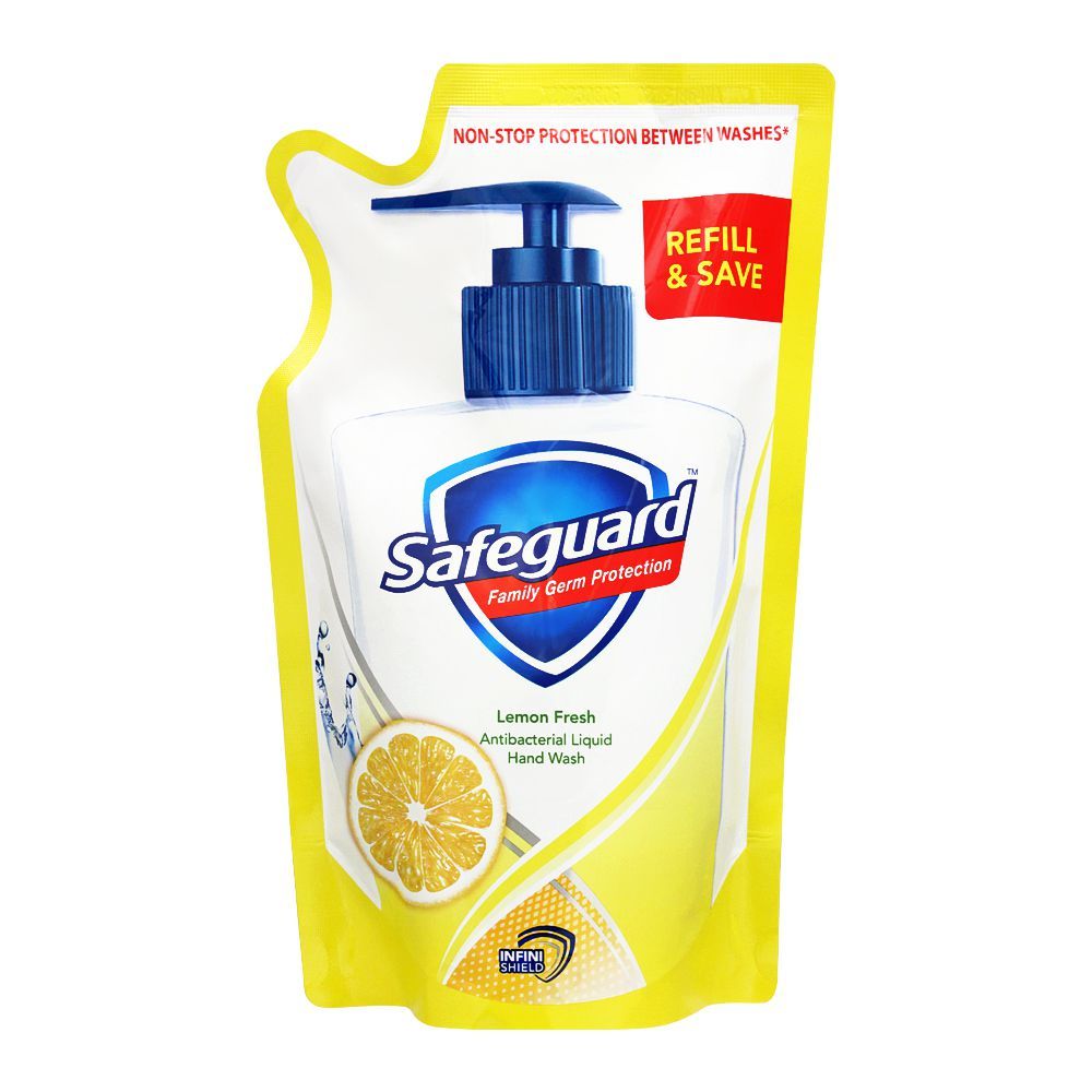 Safeguard Lemon Fresh Antibacterial Hand Wash, Pouch Refill, 375ml