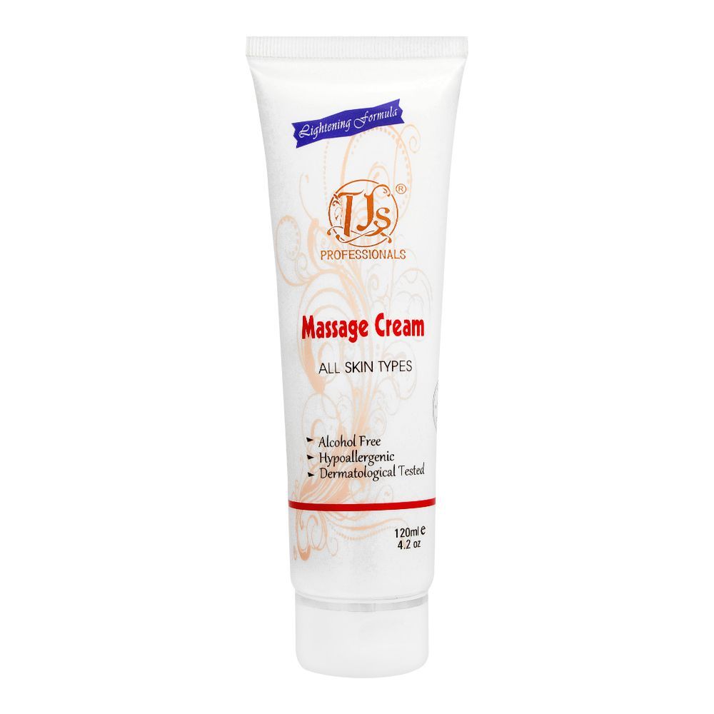 TJs Professionals Massage Cream, Alcohol Free, All Skin Types, 120ml