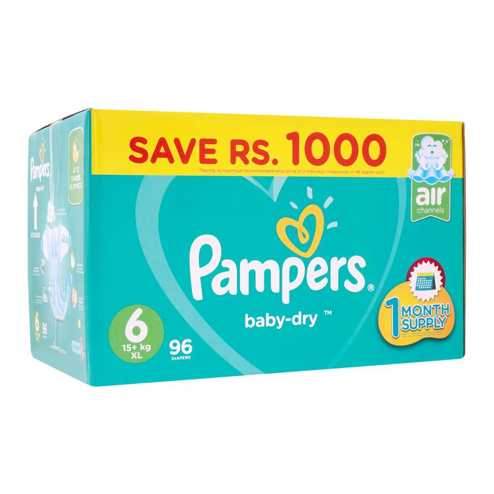 Pampers No. 6, XL Mega Pack, 16+ KG, 96 Pieces