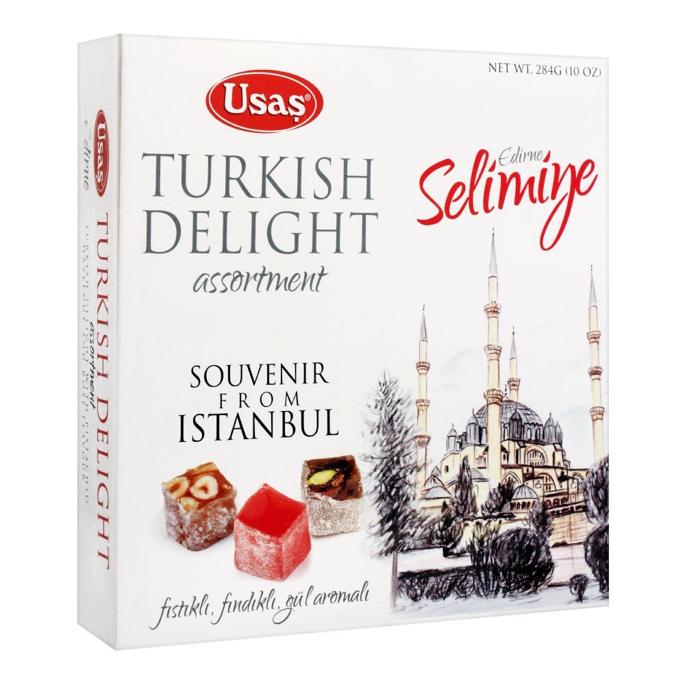 Usas Turkish Delight Assorted With Nuts & Rose, Selimiye Souvenir, 284g