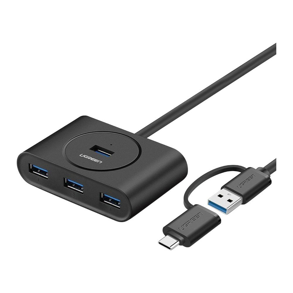 UGreen 4-Port USB 3.0 Hub With OTG, Black, 40850