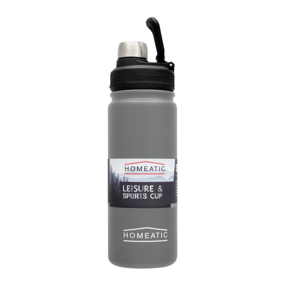 Homeatic Steel Sports Water Bottle, Grey, 650ml, KD-859