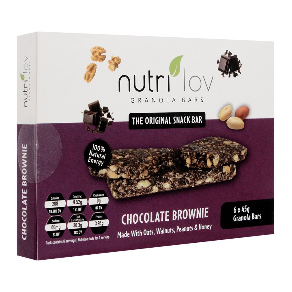 Nutri Lov Granola Bars, Chocolate Brownie, 6x45g