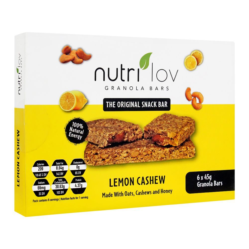 Nutri Lov Granola Bars, Lemon Cashew, 6x45g