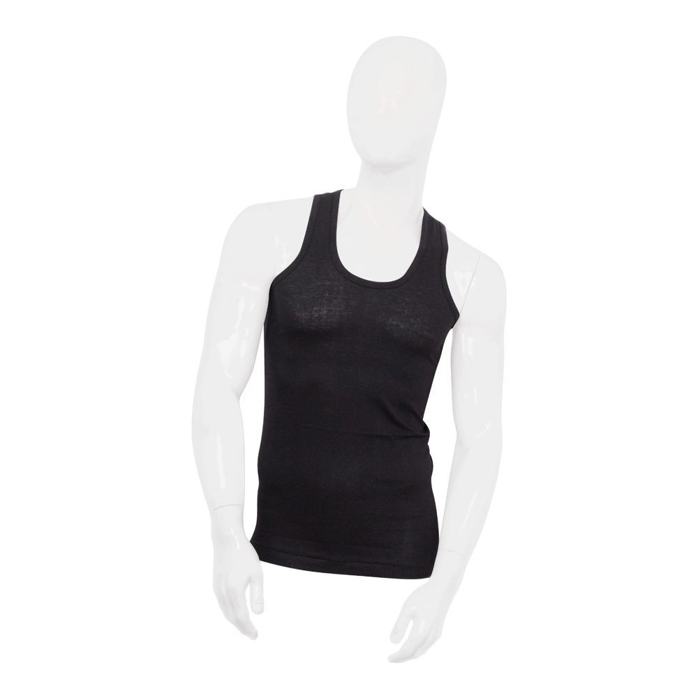 Knit Line Summer Style Men's Vest, Sando, Black