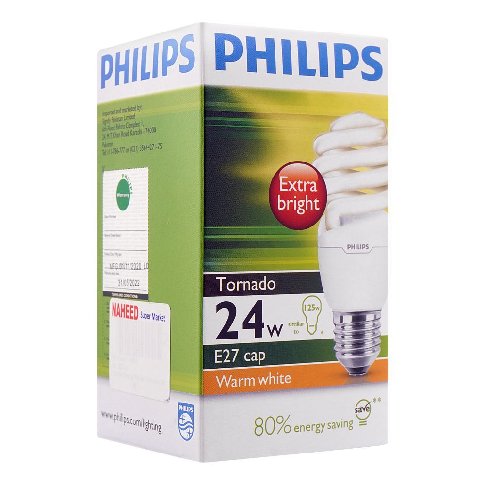 Philips Tornado Energy Saver Bulb, 24W, E27 Cap, Warm White