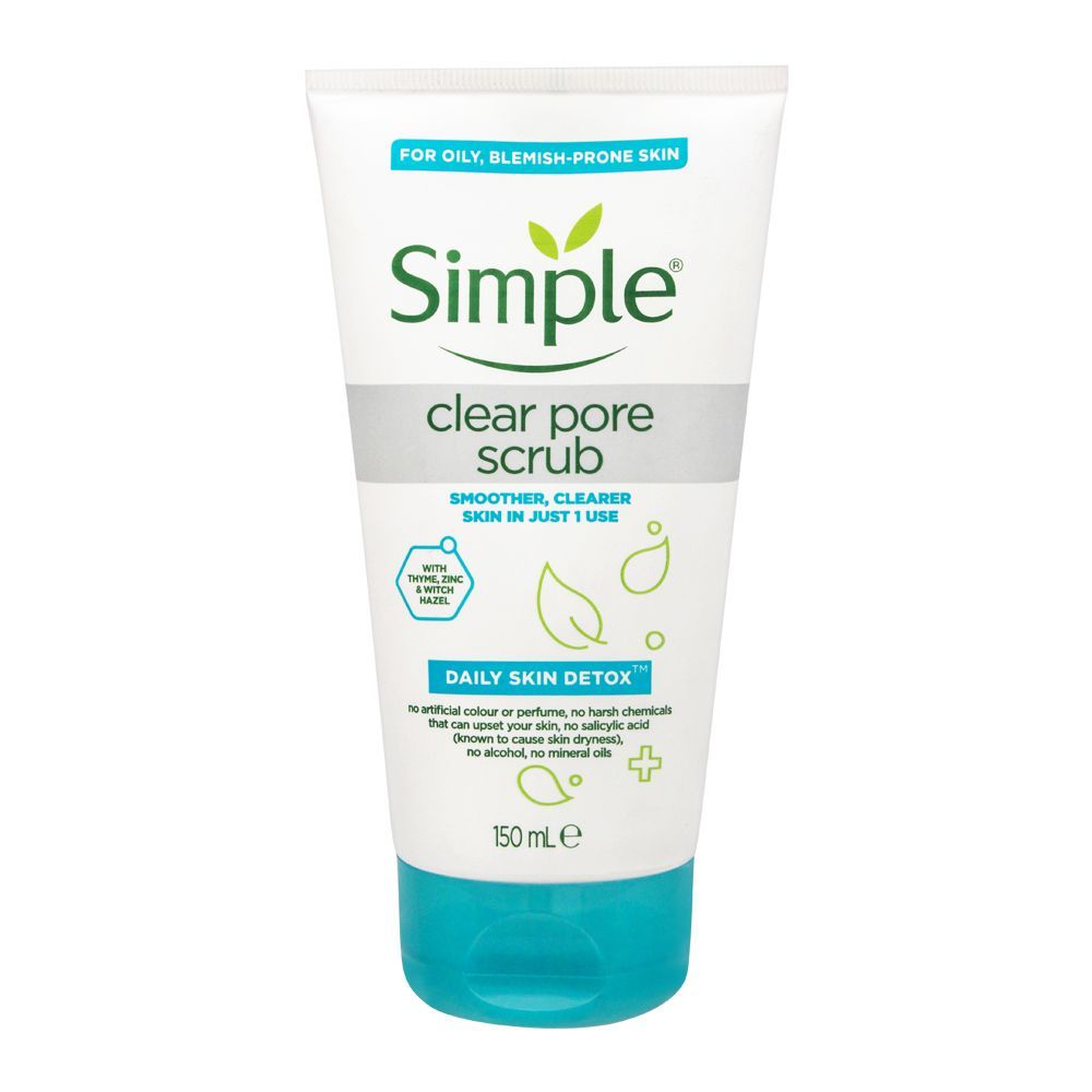 Simple Daily Skin Detox Clear Pore Scrub, For Oily & Blemish-Prone Skin, 150ml