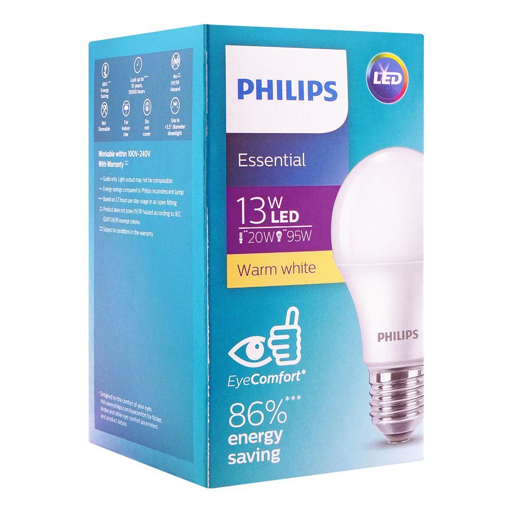 Philips Essential LED Bulb, 13W, E27, Warm White