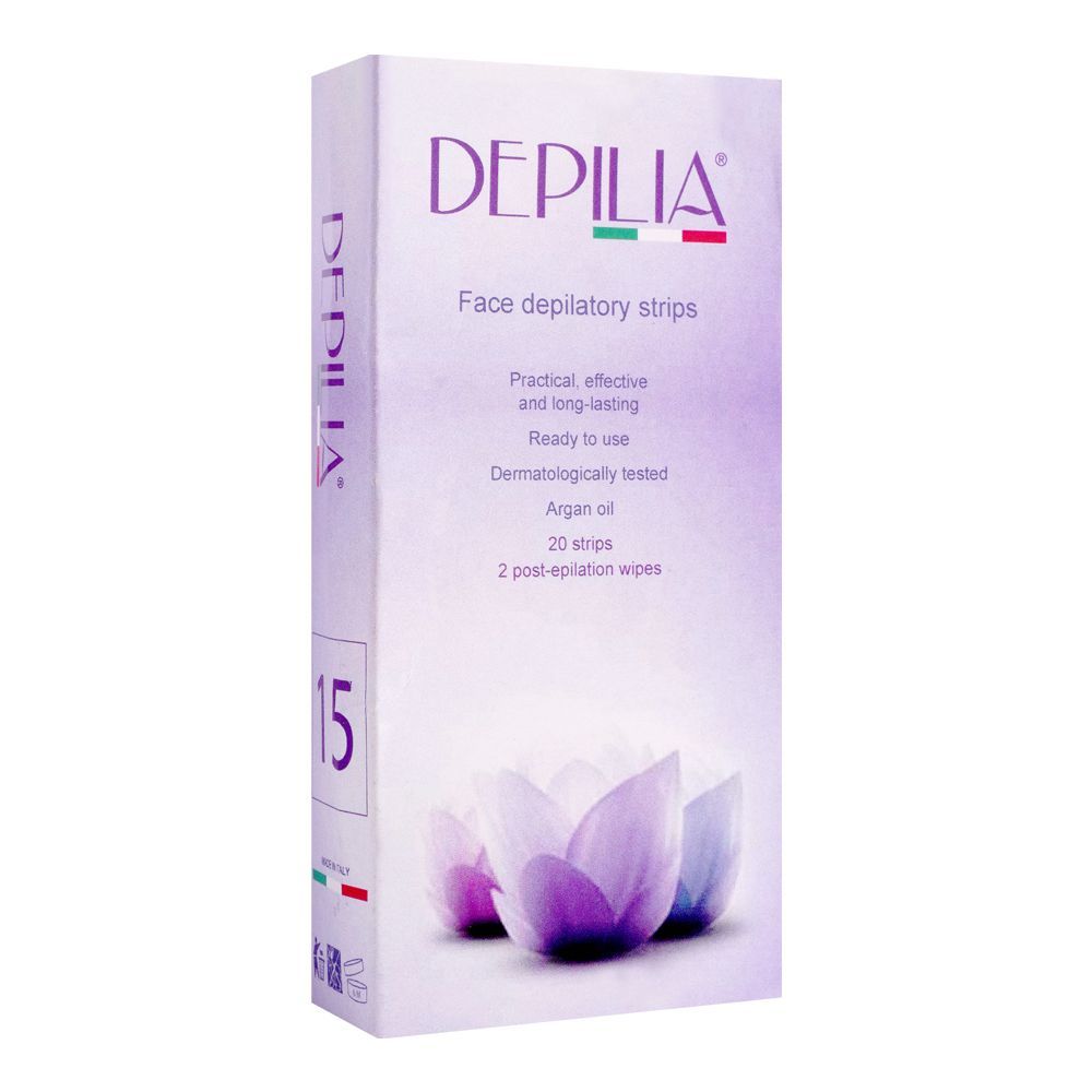 Depilia Argan Oil Face Depilatory Strips, 20-Pack