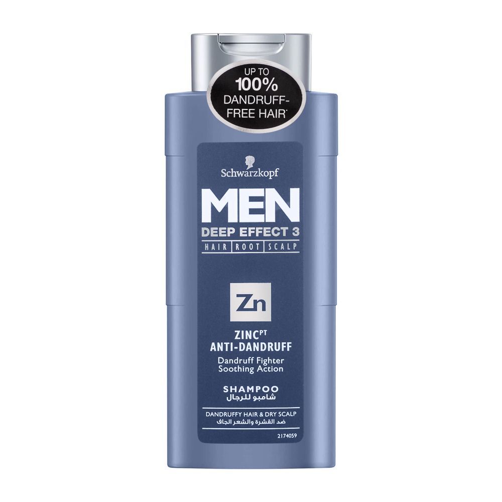 Schwarzkopf Men Deep Effect 3 Zinc Anti-Dandruff Shampoo, 250ml