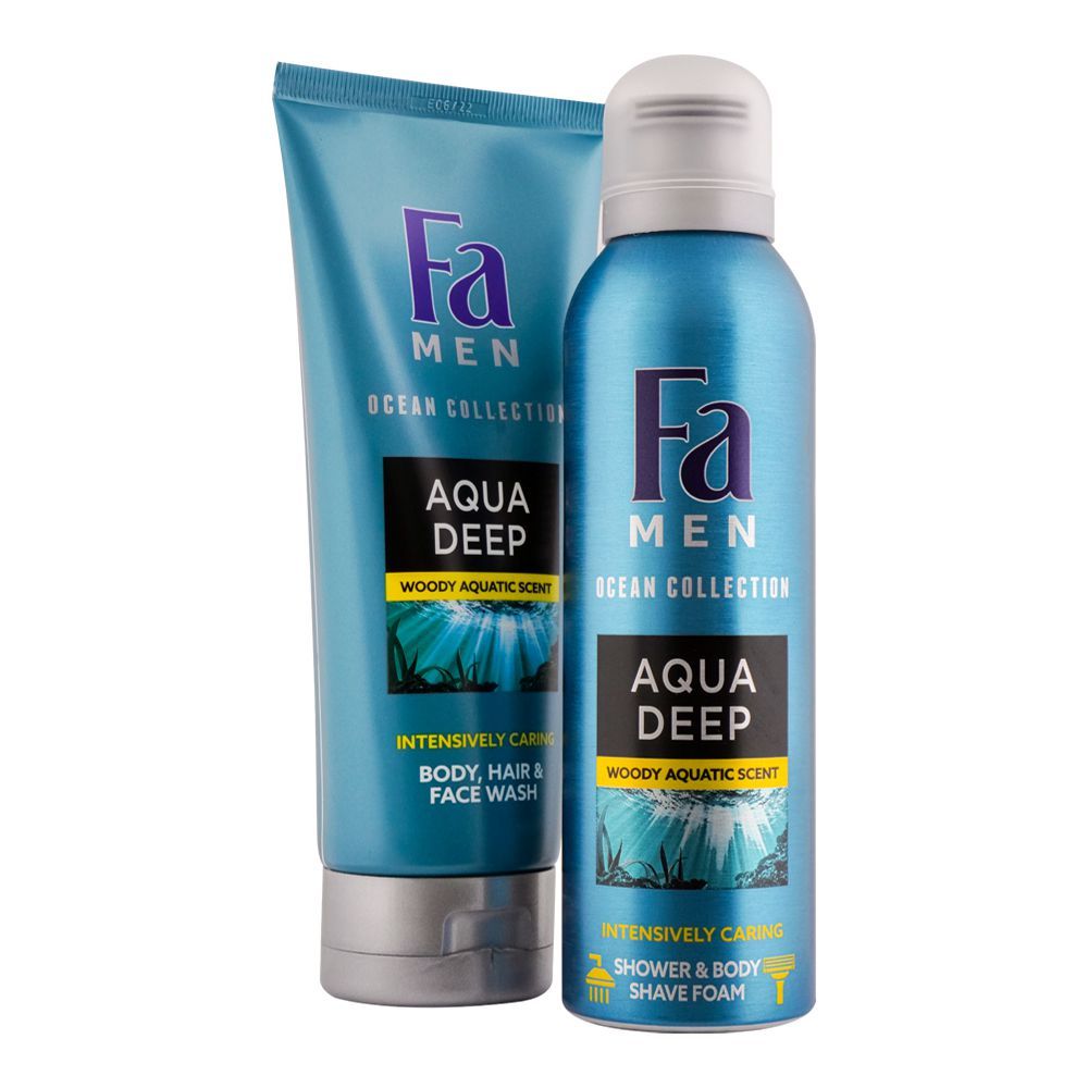 Fa Men Aqua Deep Set Shaving Foam 200ml + Body Hair & Face Wash, 200ml