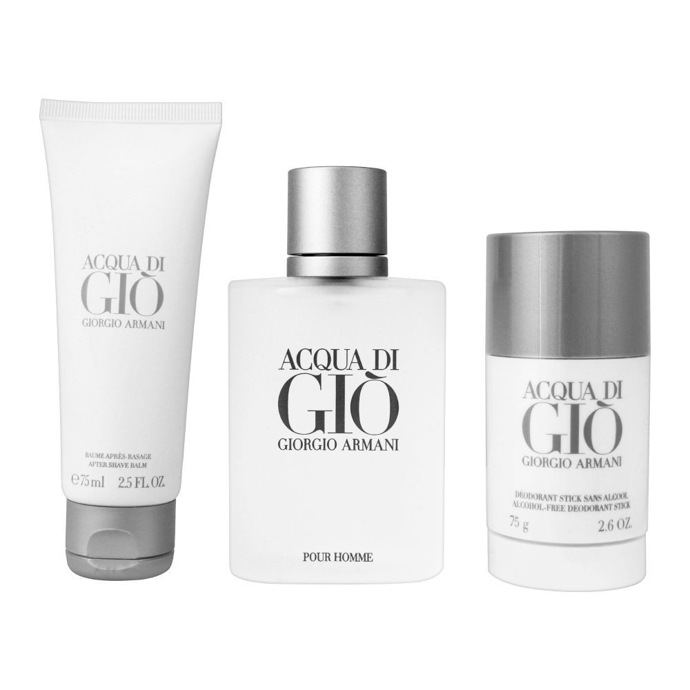 Giorgio Armani Acqua Di Gio Pefume Set, EDT 100ml + After Shave Balm + Deodorant Stick