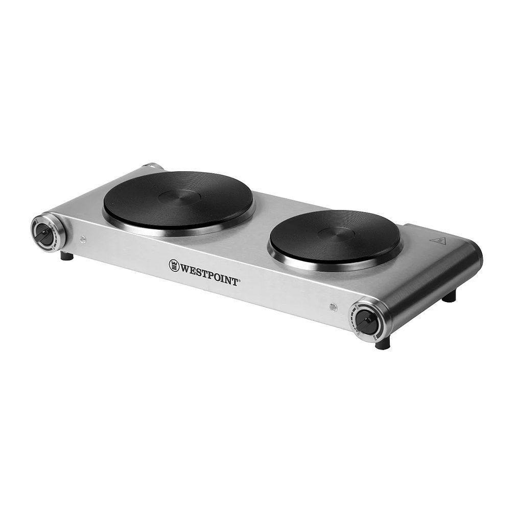 West Point Deluxe Double Hot Plate, 2500W, Stainless Steel Housing, 188mm+155mm Diameter, WF-272