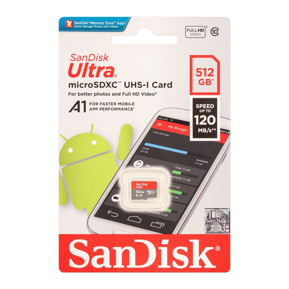 Purchase Sandisk Ultra 512GB Micro SDXC Card, UHS-1, 120MB/s