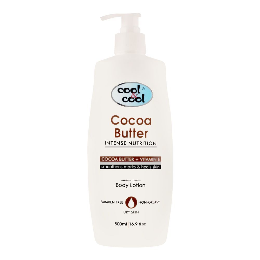 Cool & Cool Intense Nutrition Cocoa Butter + Vitamin E Body Lotion, Dry Skin, 500ml