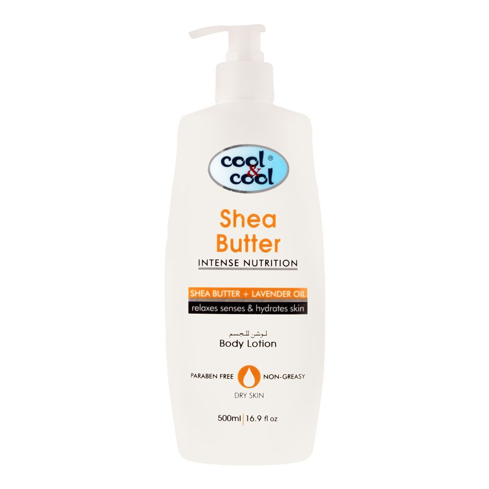 Cool & Cool Intense Nutrition Shea Butter + Lavender Oil Body Lotion, Dry Skin, 500ml