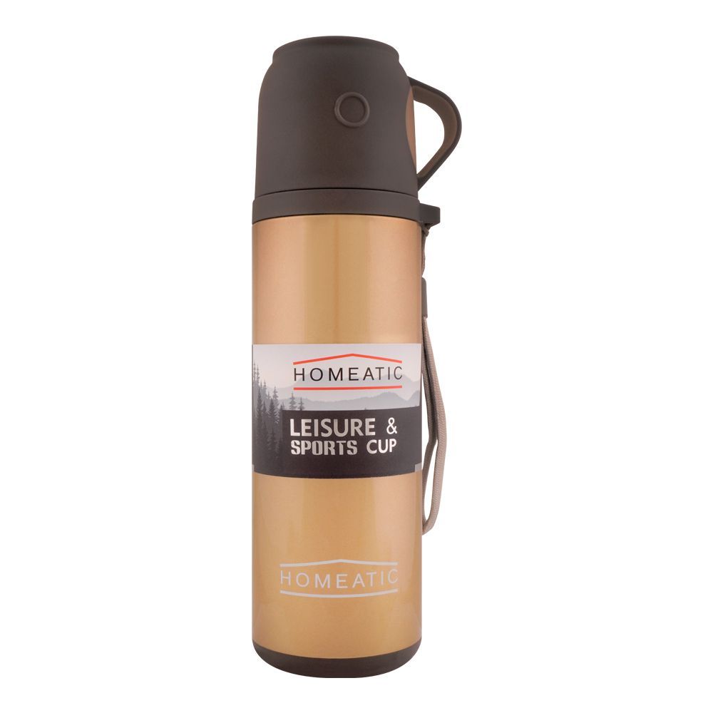 Homeatic Steel Water Bottle, 500ml, Golden, KD-597