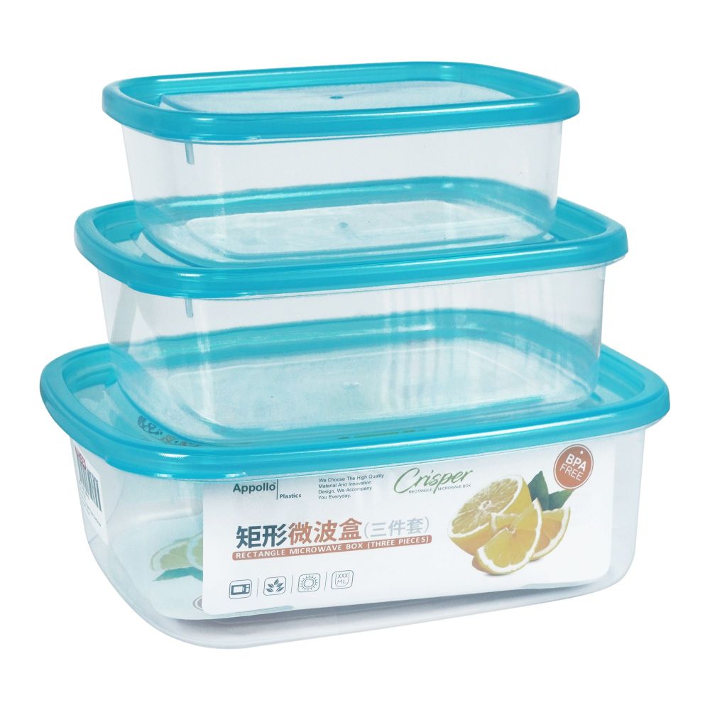 Appollo Crisper Food Container, 3-Piece Set, Medium Turkish