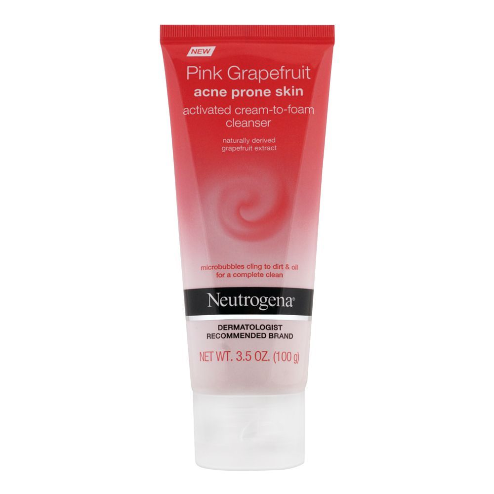 Neutrogena Pink Grapefruit Acne Prone Skin Activated Cream-To-Foam Cleanser, 100g