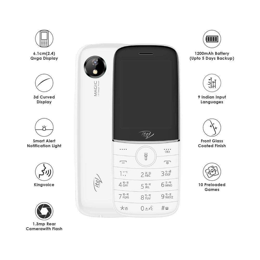 Itel Magic 2 IT6131 Mobile Phone, White 