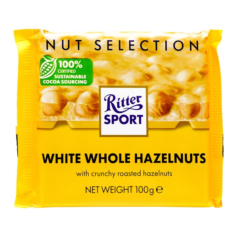 Ritter Sport White Whole Hazelnuts, With Crunchy Roasted Hazelnuts, 100g