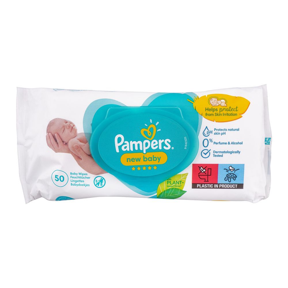 Pampers New Baby Sensitive Wipes With Lid, 50-Pack