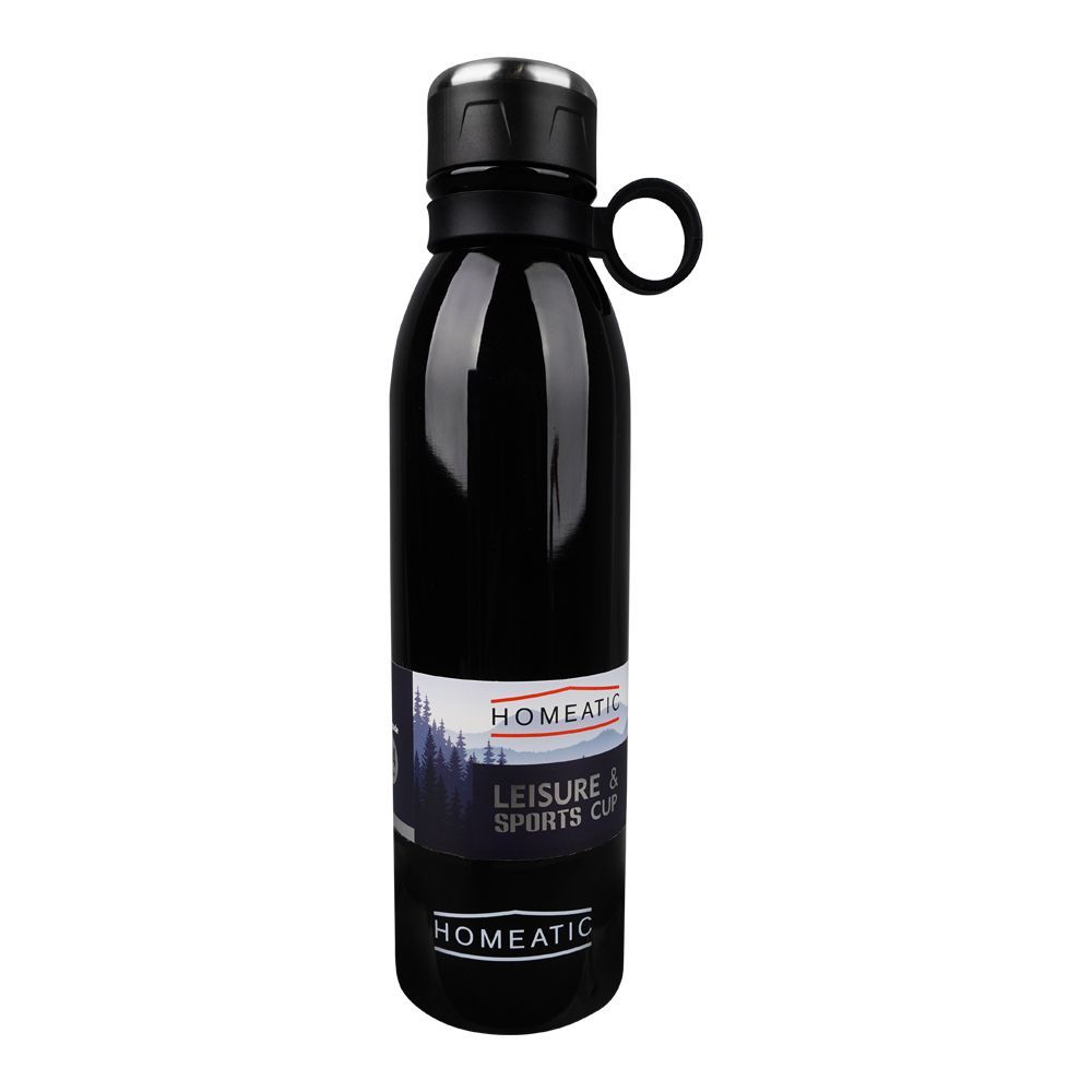 Homeatic Steel Water Bottle, 750ml Capacity, Black, HKA-030