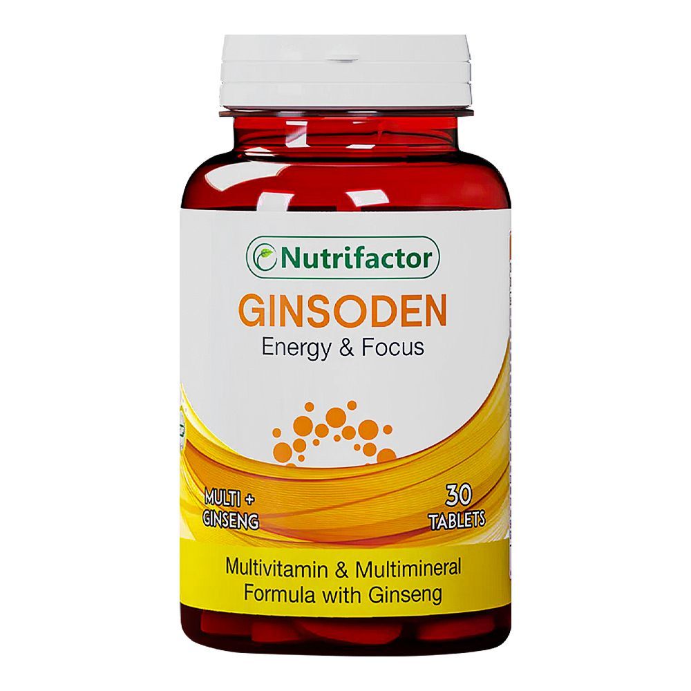 Ginsoden Food Supplement - Brain Health, Energy & Immunity Support with Ginseng, 30-Pack