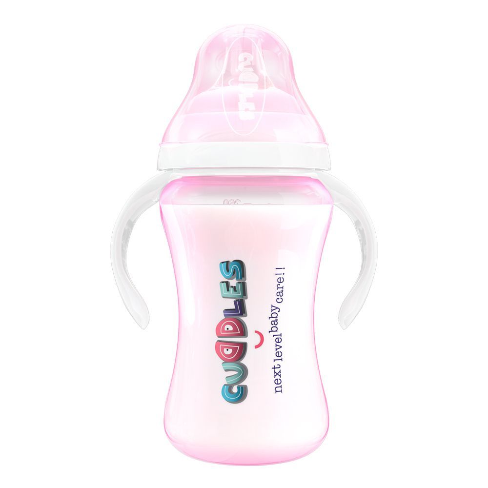 Cuddles Wide Neck Anti-Colic Feeding Bottle, 6m+, Pink, 260ml