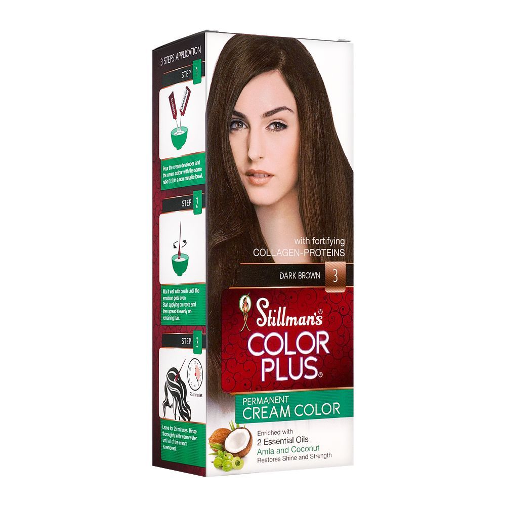 Stillman's Color Plus Permanent Cream Color Hair Color, 3, Dark Brown