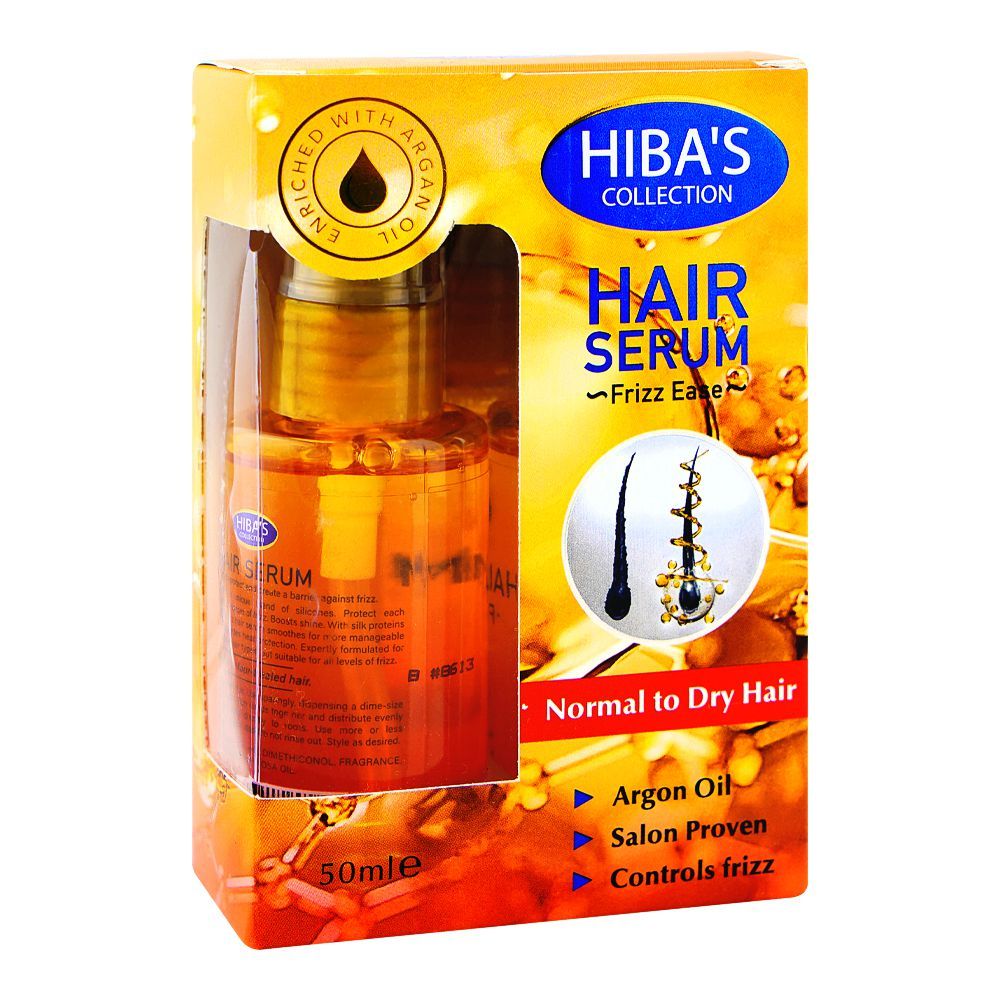 Hiba's Collection Frizz Ease Normal To Dry Hair Serum, For Normal To Dry Skin, 50ml