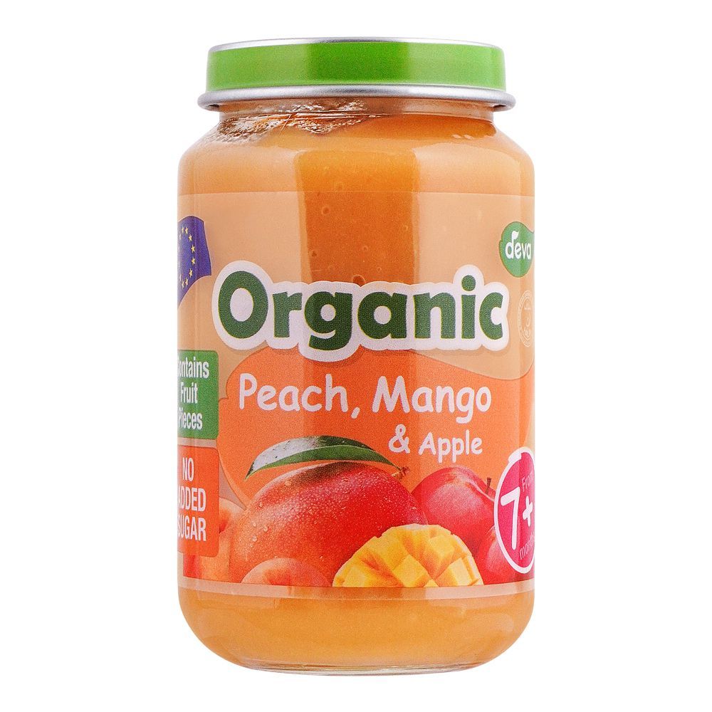 Deva Organic Peach, Mango & Apple Baby Food, No Added Sugar, 7+, 190g