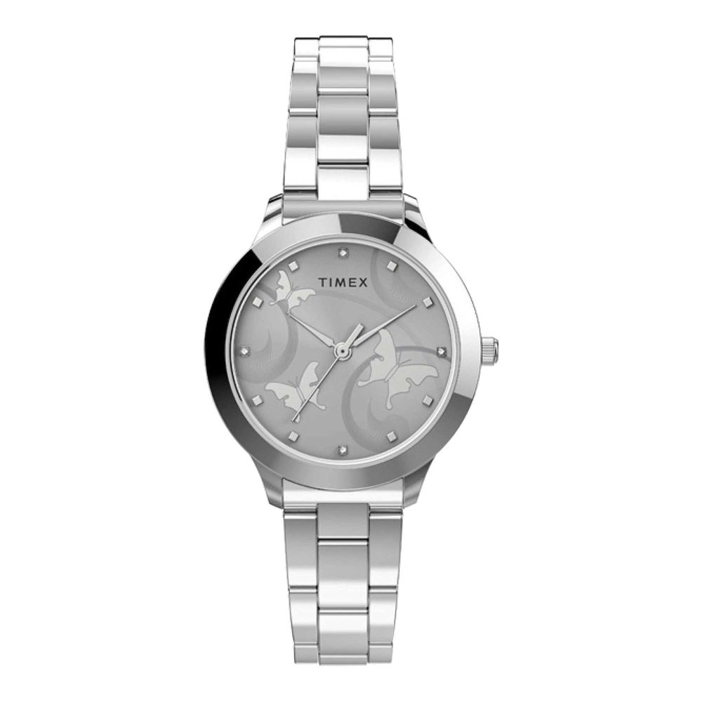 Timex Women's Designed Chrome Round Dial & Bracelet Analog Watch, TW2V20200