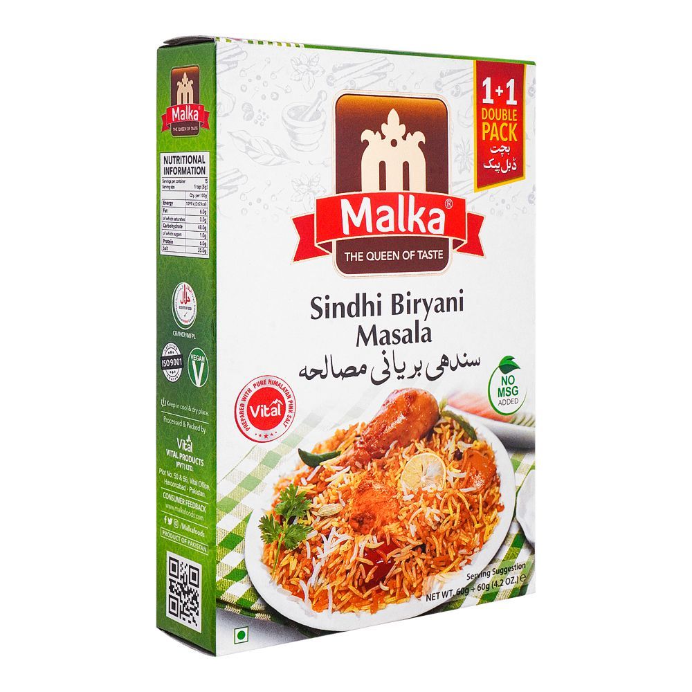 Malka Sindhi Biryani Masala Double Pack, 60g + 60g