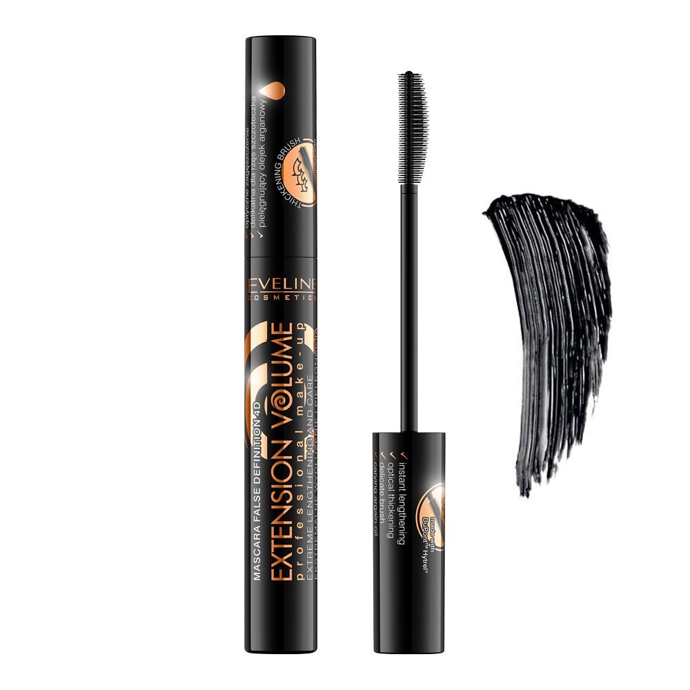 Eveline Extension Volume Extreme Lengthening & Care False Definition 4D Mascara, Black