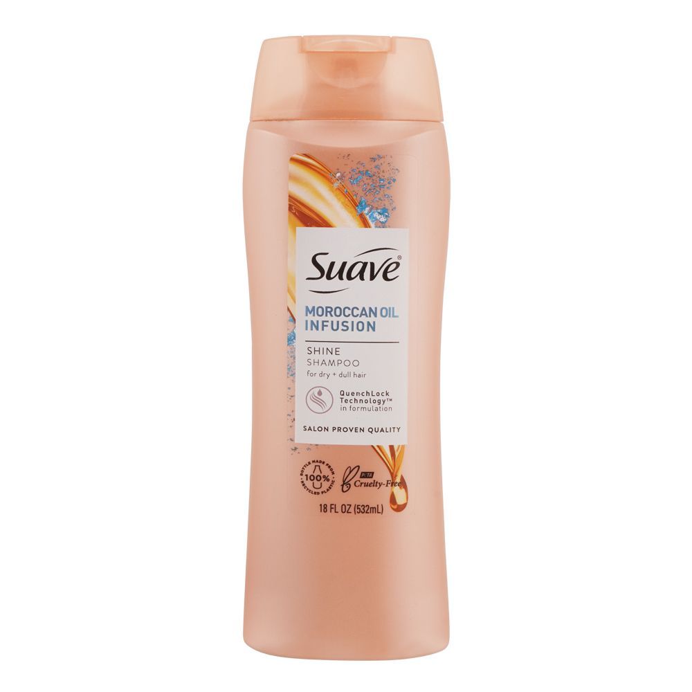 Suave Moroccan Oil Infusion Shine Shampoo, For Dry + Dull Hair, 532ml