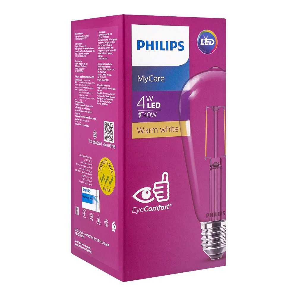 Philips Mycare LED Classic, 4-40W ST64 E27, Warm White