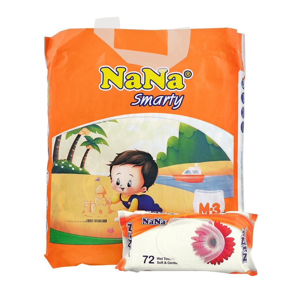 Nana Smarty Baby Diapers, Medium, No. 3, 6-11kg, 66-Pack