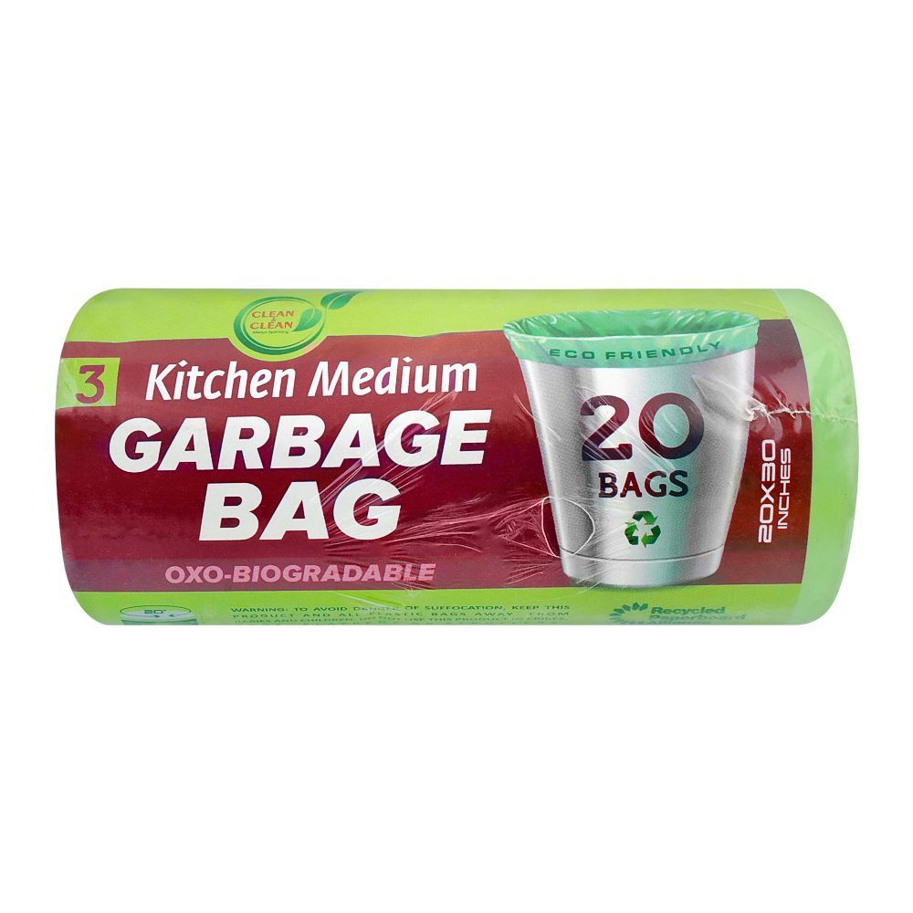 Clean & Clean Kitchen Medium Garbage Bag, 20x30, 20-Pack