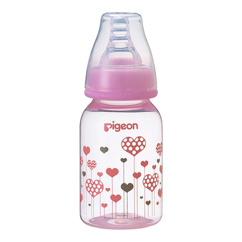 Pigeon Flexible Clear Soft & Elastic PP Feeding Bottle, Pink, 120ml, A79226