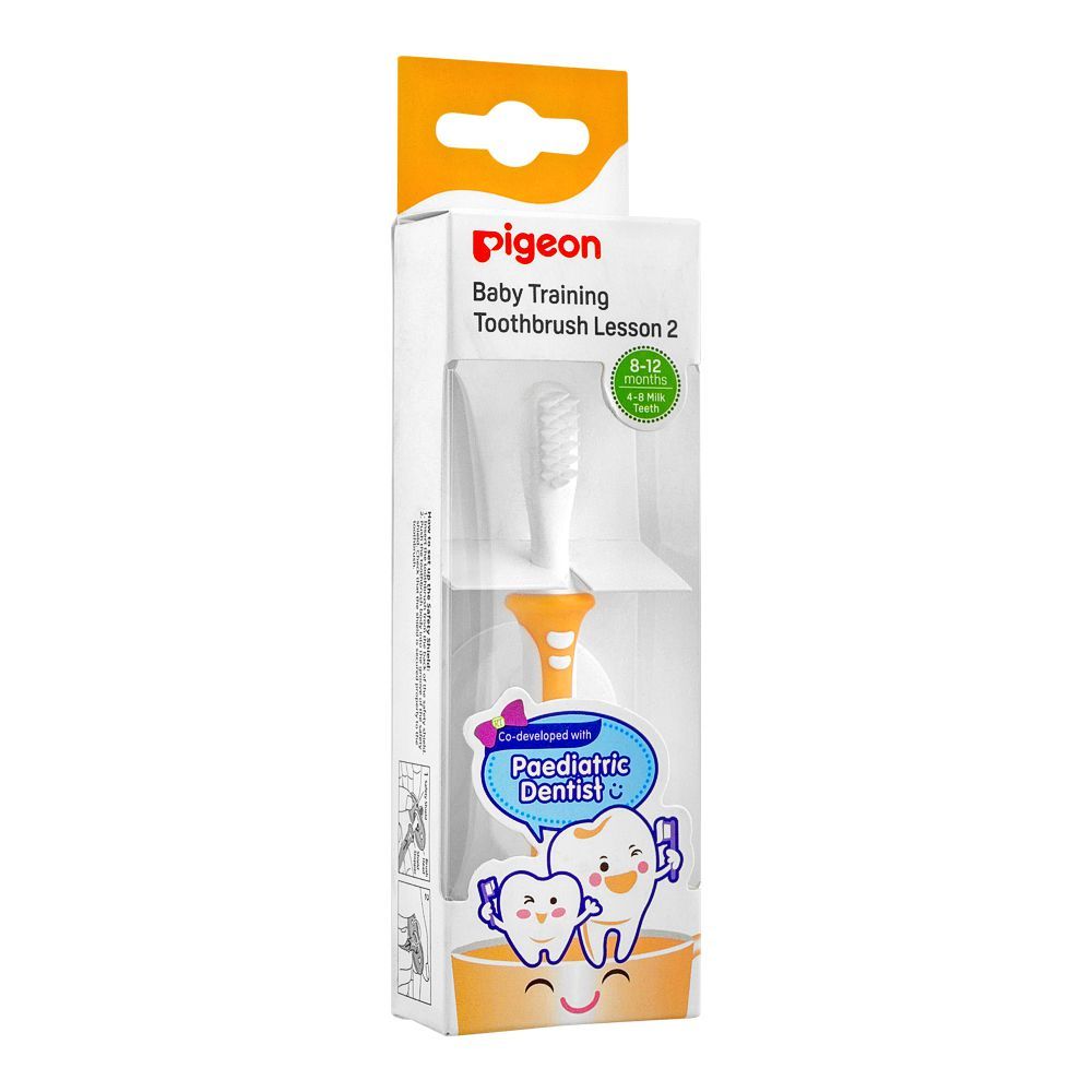 Pigeon Baby Training Toothbrush, Lesson-2, 8-12m, Orange, K78339-1